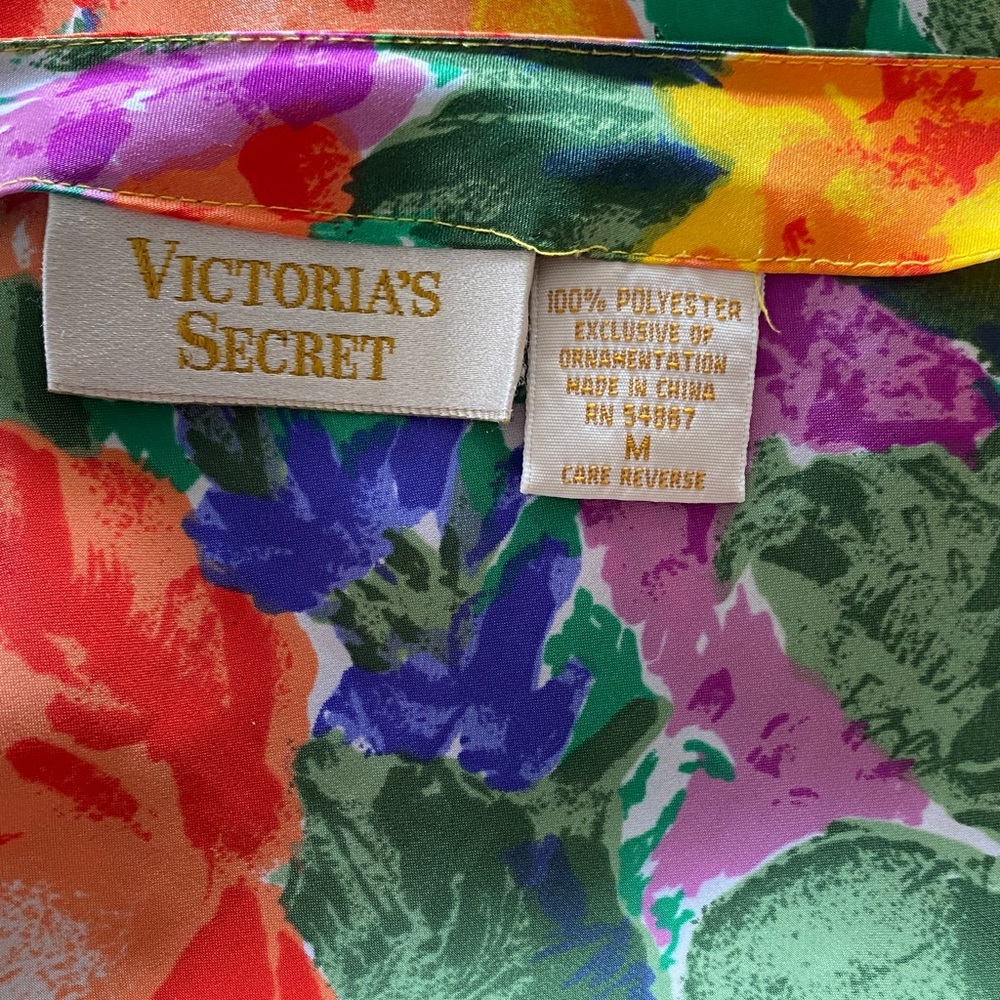 Victoria Secret Vintage Spaghetti Strap Vibrant Floral Slip Sleep Dress - Picture 3 of 4